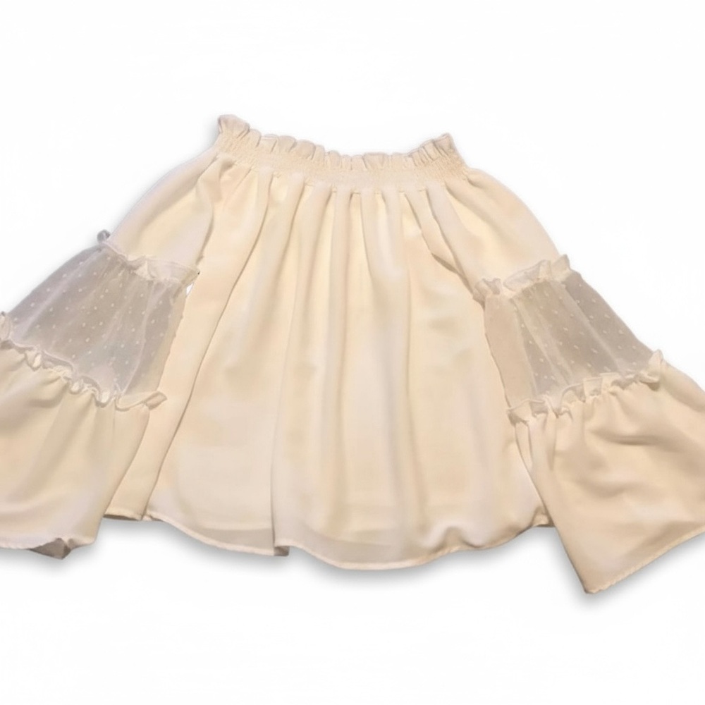Francesca's Collections Cream Off-Shoulder Blouse - Picture 5 of 7
